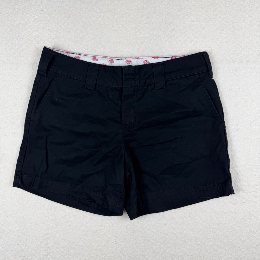 Dickies Womens Boyfriend Chino Shorts Black Cotton Twill W814928 Size 8 - Picture 1 of 8